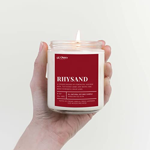 C&E Craft - Rhysand Scented Candle - Iced Vanilla Woods Candle - Book Inspired Candle - Book Gift - Bookish Candle - Gift for Her, Book Boyfriend