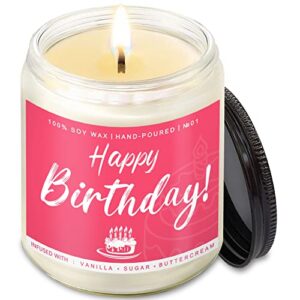 happy birthday candle gifts for women – unique gift for best friend – vanilla sugar and buttercream candles gift idea for her sister mom coworker classmate bestie present 7 oz
