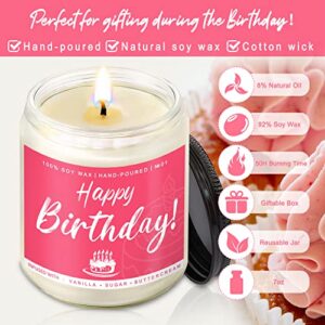 Happy Birthday Candle Gifts for Women - Unique Gift for Best Friend - Vanilla Sugar and Buttercream Candles Gift idea for Her Sister Mom Coworker Classmate Bestie Present 7 oz