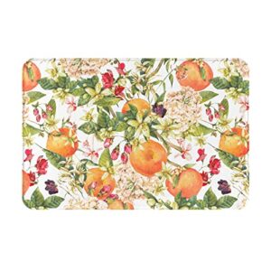 welcome rectangular door mat watercolor oranges with green leaves entrance way rugs doormats soft non-slip washable bath rugs floor mats for home bathroom kitchen 16×24 inch