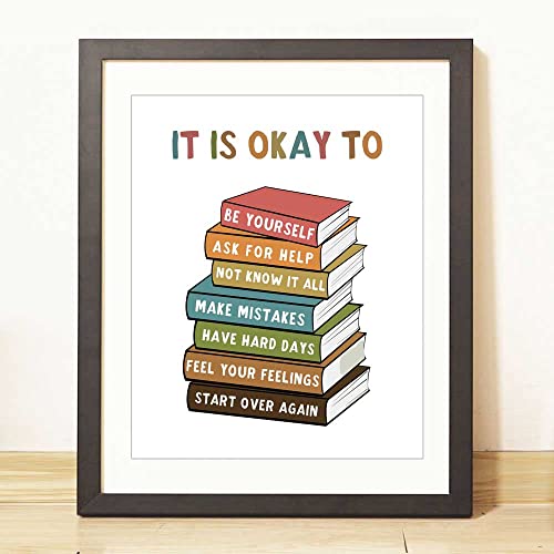 It Is Okay To Feel, Boho Classroom Decor, My Feelings, Classroom Poster, Educational Wall Art, Be Yourself, Playroom Wall Art Decor, School Counselor, Therapy Office Decor, No Framed (8X10 INCH)