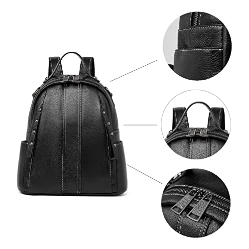 DORIS&JACKY Women Leather Backpack Purse Casual Shoulder Bag Fashion Ladies Satchel Bags (Black.4)