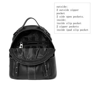 DORIS&JACKY Women Leather Backpack Purse Casual Shoulder Bag Fashion Ladies Satchel Bags (Black.4)