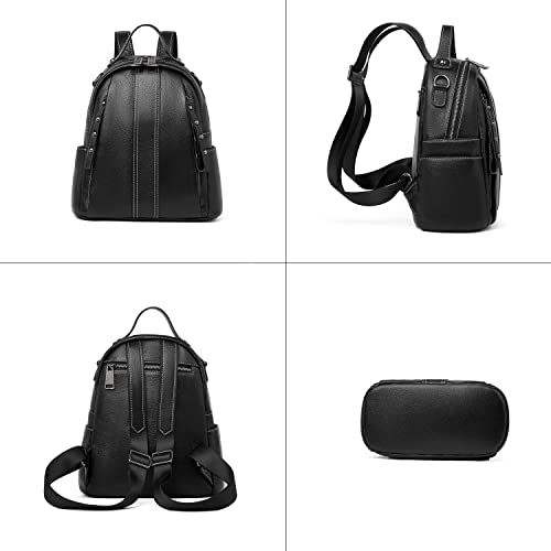 DORIS&JACKY Women Leather Backpack Purse Casual Shoulder Bag Fashion Ladies Satchel Bags (Black.4)