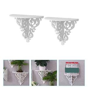 Zerodeko 2pcs Home Bracket Kitchen Organizer Simple-Shaped Mounted Flower Stands Modern Sundries Bathroom Floating Plant Flowerpot Nursery Stand Retro Decor for Holder Brackets Carving