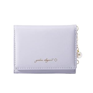 sunwel fashion elegant small wallet with chain decoration cash credit card holder id window for women girls (purple)