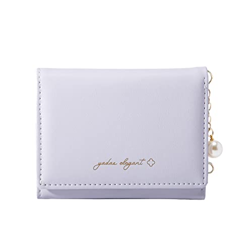 Sunwel Fashion Elegant Small Wallet with Chain Decoration Cash Credit Card Holder ID Window for Women Girls (PURPLE)