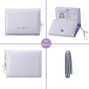 Sunwel Fashion Elegant Small Wallet with Chain Decoration Cash Credit Card Holder ID Window for Women Girls (PURPLE)