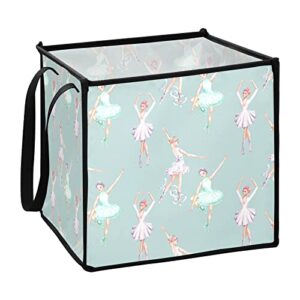 susiyo watercolor ballet dancers collapsible storage cubes with durable handles square storage baskets for organizing closet shelf nursery toy 10.63×10.63×10.63in