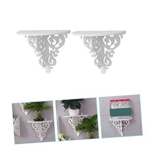 Cabilock 2pcs Flower Bracket Nursery Style Bedroom Office Organizer Vintage Pot Bathroom Carving Kitchen Decorative Sundries Wall-Mounted Retro Flowerpot Organization Home Decor Living