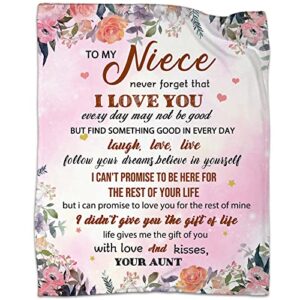 riediovs niece gifts blanket-to my niece blanket-birthday gift for niece from aunt-gifts for niece beautiful 60″ x 50″ throw blanket -1