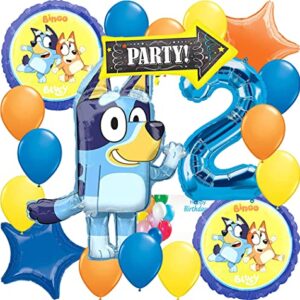 Licensed 2nd Birthday Party Supplies Balloon Bouquet Decorations, Compatible with "Bluey" Multicolored, Party Accessory