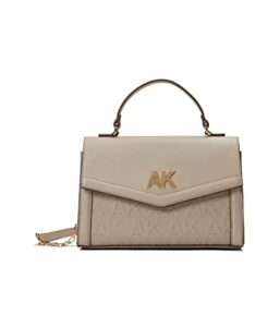 anne klein top-handle satchel with embossed logo stone one size