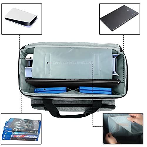 Boczif Carrying Case Compatible with PS5/PS4/PS4 Pro, Large Capacity Playstation 5 Storage Bag Holding Game Console, Controller, Laptop, Disks, Headset, Charger, Game Cards and Gaming Accessories