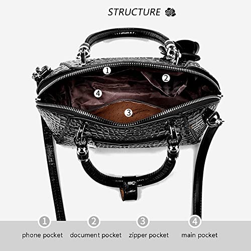 Chikencall Women's Handbag Patent leather Top-Handle Purse Crocodile Print Shoulder Bag Work Shopper Crossbody Satchel with Rose Pendant for Christmas Thanksgiving Day