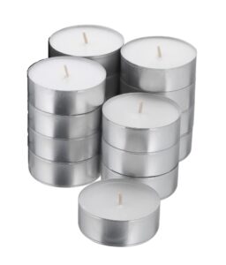 realm white unscented 4 hour burn tea light candles (12 pack) | smokeless + long lasting + even burning | mess free candles that will light up your home