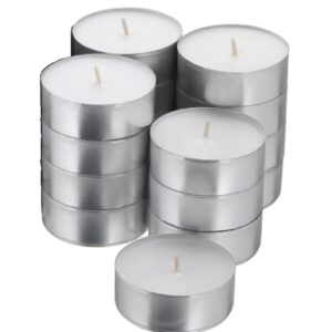 Realm White Unscented 4 Hour Burn Tea Light Candles (12 Pack) | Smokeless + Long Lasting + Even Burning | Mess Free Candles That Will Light Up Your Home