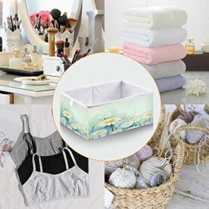 Kigai Oil Painting Daisy Cube Storage Bin, 11x11x11 in Collapsible Fabric Storage Cubes Organizer Portable Storage Baskets for Shelves, Closets, Laundry, Nursery, Home Decor