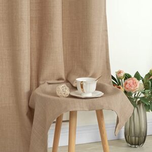 LAMIT Natural Linen Curtains for Bedroom, 84 Inch Faux Linen Textured Light Filtering Privacy Burlap Drapes Grommet Sheer Panels for Farmhouse/Living Room, 2 Panels, 52 x 84 Inch