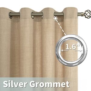 LAMIT Natural Linen Curtains for Bedroom, 84 Inch Faux Linen Textured Light Filtering Privacy Burlap Drapes Grommet Sheer Panels for Farmhouse/Living Room, 2 Panels, 52 x 84 Inch