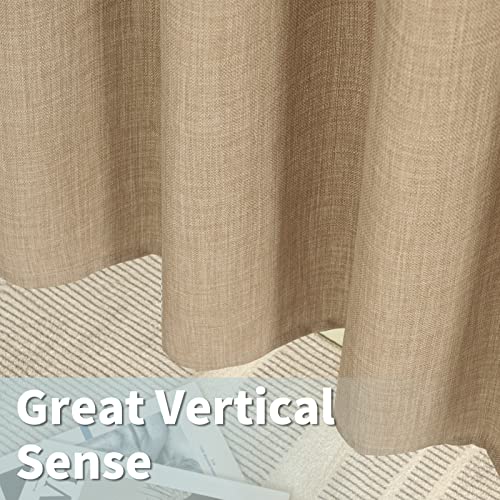 LAMIT Natural Linen Curtains for Bedroom, 84 Inch Faux Linen Textured Light Filtering Privacy Burlap Drapes Grommet Sheer Panels for Farmhouse/Living Room, 2 Panels, 52 x 84 Inch