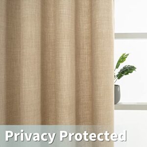 LAMIT Natural Linen Curtains for Bedroom, 84 Inch Faux Linen Textured Light Filtering Privacy Burlap Drapes Grommet Sheer Panels for Farmhouse/Living Room, 2 Panels, 52 x 84 Inch