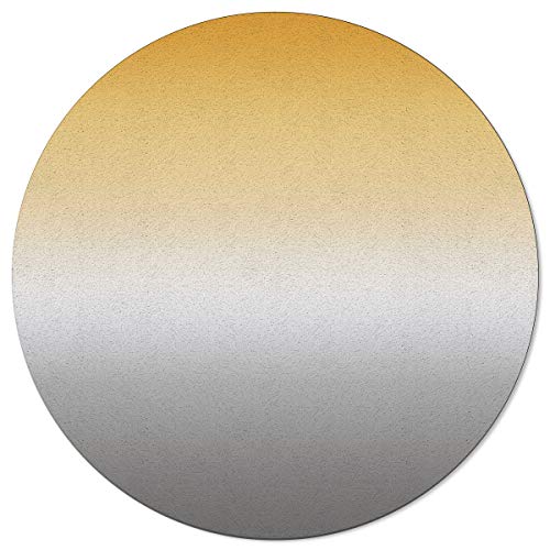 Round Area Rug 4ft Yellow Gray Ombre, Indoor Outdoor Rugs for Living Room, Washable Circle Rug Carpet for Bedroom, Kitchen, Patio, Simple Runner Rugs for Home Decor