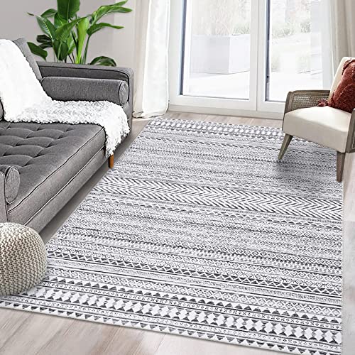 RUGSREAL 9 x 12 Boho Area Rug Machine Washable Area Rug Modern Moroccan Large Carpet Non-Slip Low Pile Area Rug for Home Office Living Room Bedroom, 9' x 12'