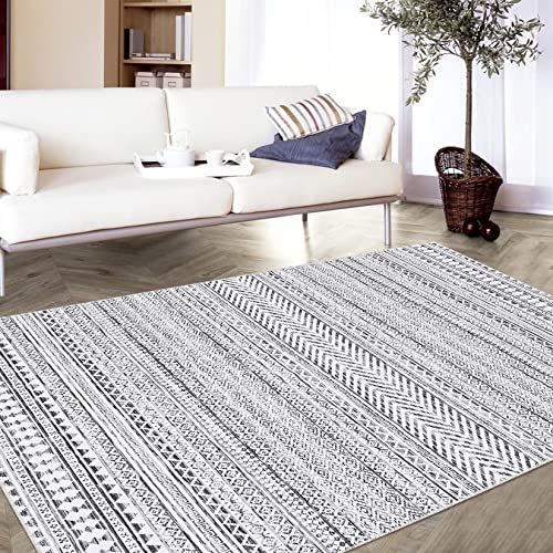 RUGSREAL 9 x 12 Boho Area Rug Machine Washable Area Rug Modern Moroccan Large Carpet Non-Slip Low Pile Area Rug for Home Office Living Room Bedroom, 9' x 12'