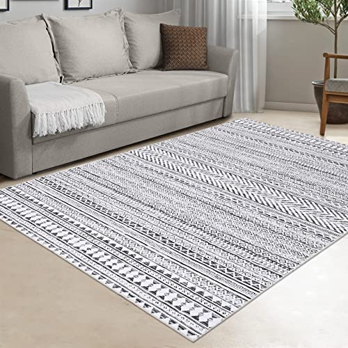 RUGSREAL 9 x 12 Boho Area Rug Machine Washable Area Rug Modern Moroccan Large Carpet Non-Slip Low Pile Area Rug for Home Office Living Room Bedroom, 9' x 12'