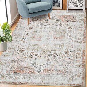 rugsreal area rug 4×6 persian rug vintage taupe print rug indoor floor cover distressed carpet thin rug foldable chenille rug for home, taupe flower, 4 x 6