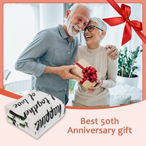 50th Anniversary Blanket Gifts, 50th Anniversary Wedding Gifts for Her Him, Golden 50 Years of Marriage Gifts for Dad, Mom, Grandpa, Grandma, Grandparents, Couple Soft Throw Blanket 60"x 50"