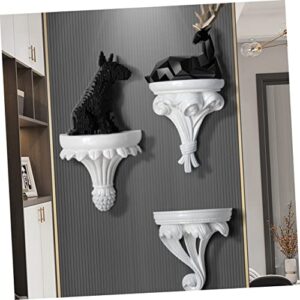 Cabilock Household All Holder Decorative Rack Living Pot Stand Shelves Art Room White Display Kitchen for Resin Baroque Wall-Mounted Retro Bookshelf Style Wall Flower Decoration Bracket