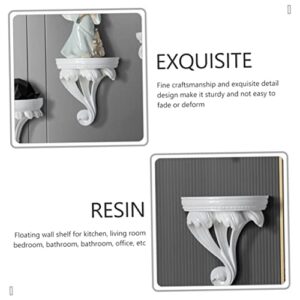 Cabilock Household All Holder Decorative Rack Living Pot Stand Shelves Art Room White Display Kitchen for Resin Baroque Wall-Mounted Retro Bookshelf Style Wall Flower Decoration Bracket