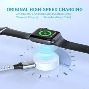 MTAKYI 5 in 1 Watch Charger Cable for iWatch 1.8M/6Ft Multi USB Universal Smart Watch Charging Cable Magnetic with Lightning+Micro USB+Type C for Aple Watch Series1-7/iPhone 13-6/Airpods/Android