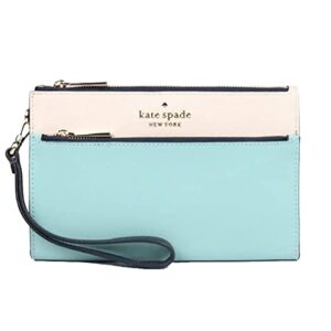 kate spade ny staci colorblock saffiano leather double zipper wristlet in poolside