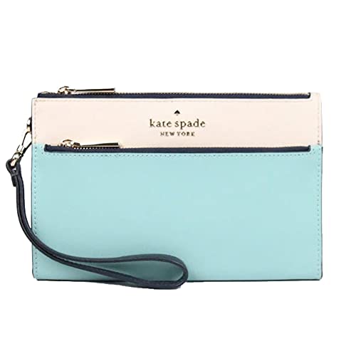 Kate Spade NY Staci Colorblock Saffiano Leather Double Zipper Wristlet in Poolside