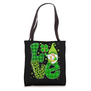 LOVE Gnomes Irish Lucky Shamrock Leopard St Patrick's Day Tote Bag