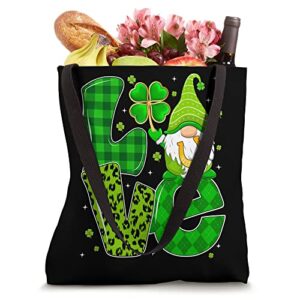 LOVE Gnomes Irish Lucky Shamrock Leopard St Patrick's Day Tote Bag