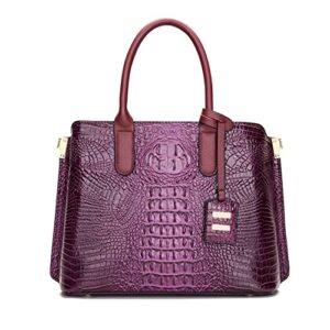 women fashion purses and handbags crocodile pattern one shoulder crossbody tote bags top handle satchel for women (purple)