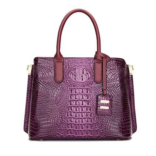 Women Fashion Purses and Handbags Crocodile Pattern One Shoulder Crossbody Tote Bags Top Handle Satchel for Women (Purple)