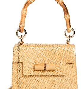 Serpui Marie Women's Stella Bun Straw Mini Bag, Toast, Tan, One Size