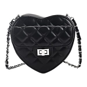 women girls cute heart shaped chain shoulder bag plaid embroidery leather evening clutch bag crossbody purse