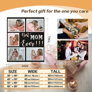 Best Mom Ever Custom Blankets Personalized Blanket with Photo Text Customized Picture Throw Blanket for Family Mom Dad Sisters Besties Grandma Wife on Mother's Day Birthday Anniversary Christmas