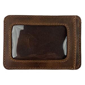 Hide & Drink, Card Holder with ID Slot Handmade from Full Grain Leather - Compact Storage for Cards & Cash, Front Pocket Wallet, Everyday Accessories - Bourbon Brown