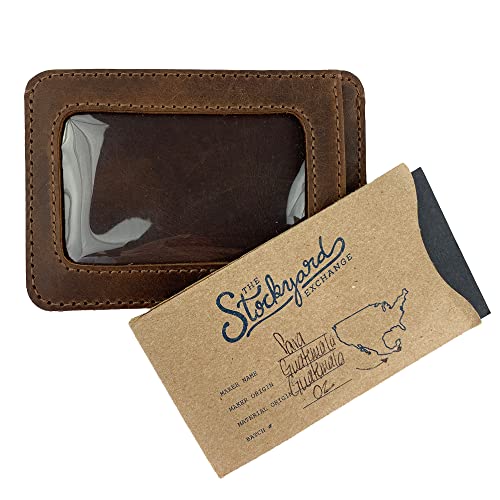 Hide & Drink, Card Holder with ID Slot Handmade from Full Grain Leather - Compact Storage for Cards & Cash, Front Pocket Wallet, Everyday Accessories - Bourbon Brown