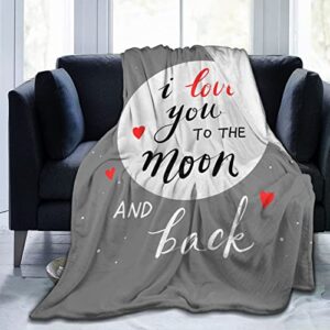 i love you gift throw blanket, soft & breathable flannel blanket, blanket for girlfriend, wife or loved one, throw blankets for birthdays & anniversaries, 60×80 inches, i love you to the moon and back