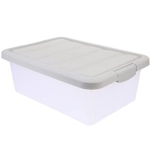 cabilock plastic storage bin with lid stackable storage tote containers plastic containers craft tool and toy storage – grey