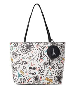 karl lagerfeld paris adele tote white combo one size