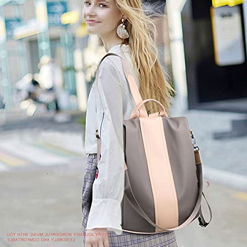 DDQYYSPP Women Backpack Purse Nylon Anti-theft Fashion Casual Lightweight Travel School Shoulder Bag（Khaki）